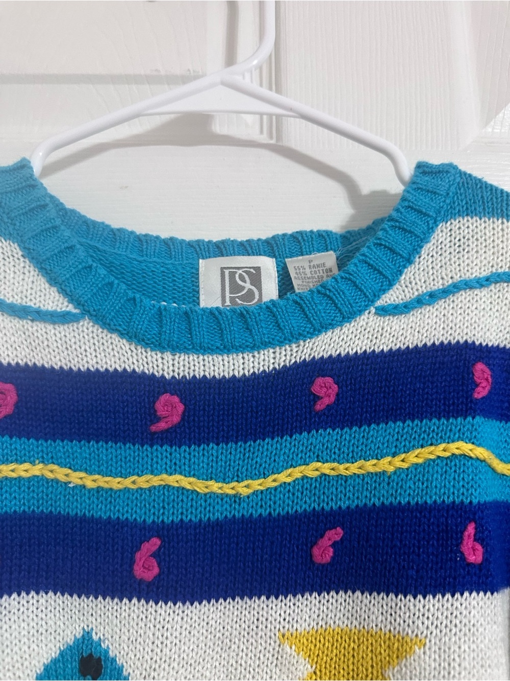 VTG PS Sport Fish Knit Sweater Top Women’s P Small Coastal Novelty - Picture 10 of 11